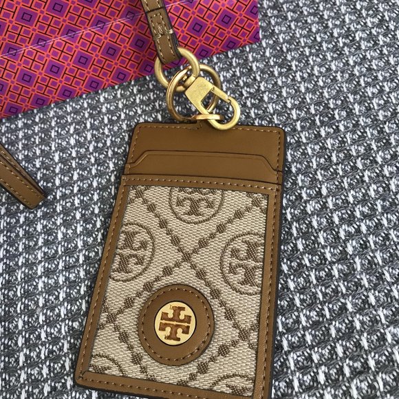 Tory Burch Monogram Lanyard ID Credit Card Holder - Picture 3 of 7
